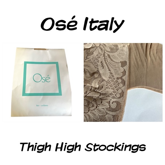 Italian Thigh High Lace Top Nude Stockings by Osé, Made in Italy, New, Size 1 &2 - Picture 1 of 7